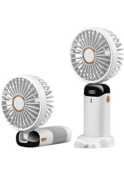 Portatif Soğutucu Dijital Led Mini El Fanı, Usb Şarj, 800mah - 5 Hız Ayarlı Katlanabilir Vantilatör