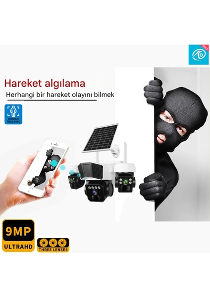 Ultimate Okam 3936 9mp (3+3+3) Üç Kameralı Ultra Hd 4g Solar Akıllı Güvenlik Kamerası fırsatları