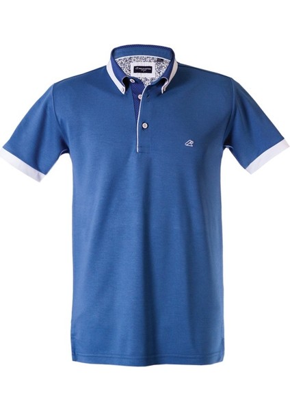 Mavi Erkek Polo Yaka Kısa Kollu T-Shirt – Beyaz Detaylı Modern Tasarım modelleri