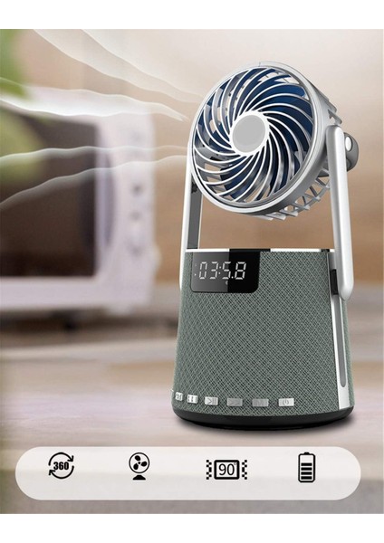 Mini Vantilatör & Güçlü Hoparlör, Led Göstergeli Usb/Aux/Fm Destekli, 4000mah Bataryalı Soğutucu Fan modelleri