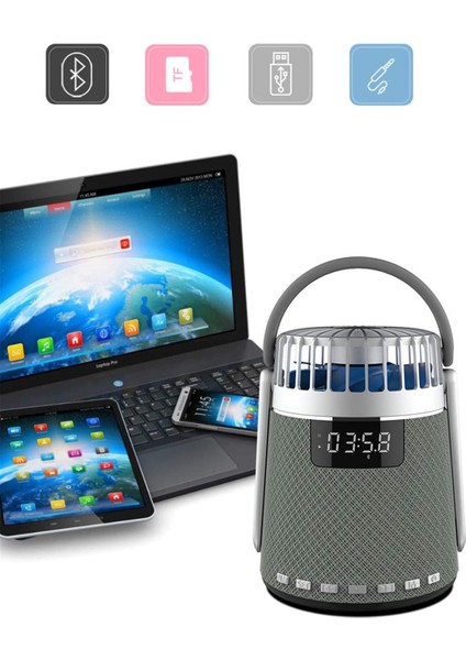 Mini Vantilatör & Güçlü Hoparlör, Led Göstergeli Usb/Aux/Fm Destekli, 4000mah Bataryalı Soğutucu Fan indirimleri