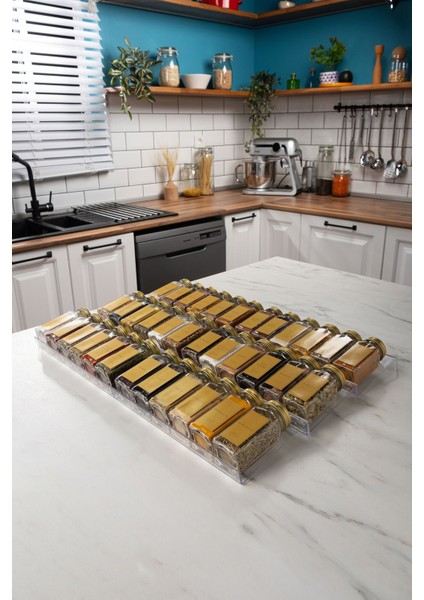 Şeffaf Pleksi Baharatlık Seti, Gold Etiket, Fırça, Huni, Kalem, Hediye, 120 ml, 36 Parça fiyatları