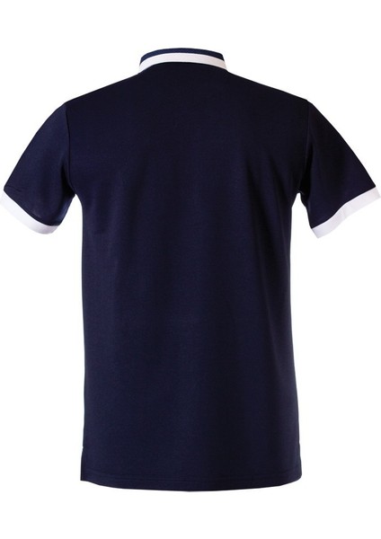 Lacivert Erkek Polo Yaka Kısa Kollu T-Shirt – Beyaz Detaylı Şık Tasarım fiyatları
