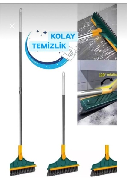 Üçgen sert uçlu döner başlıklı zemin ve köşe temizlik fırçası seti, pratik kullanım