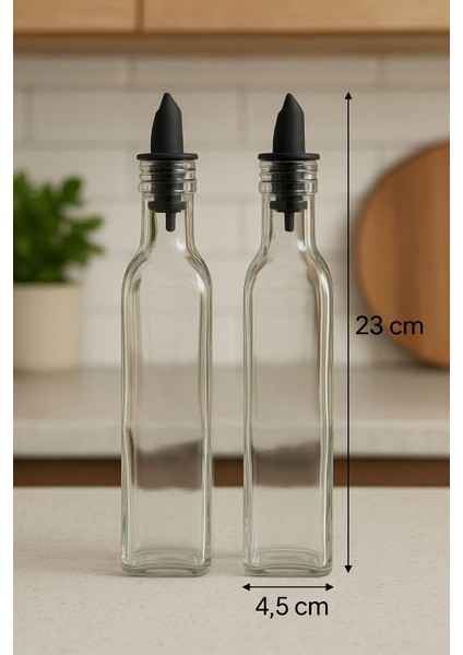 2'li Arya Şeffaf Cam Silikon Tıpalı Yağdanlık Sirkelik 23 cm 250 Ml fiyatları