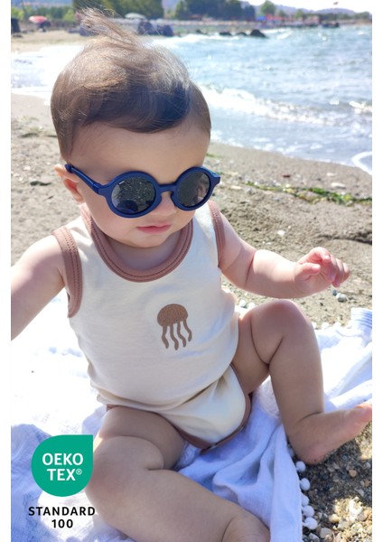 Ocean 3lü %100 Pamuk Nakışlı Bebek Atlet Set