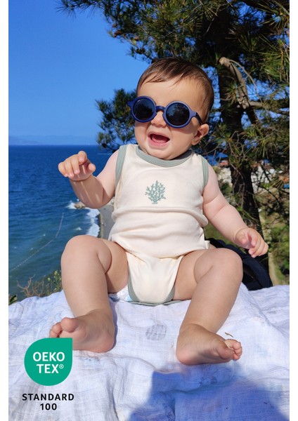 Ocean 3lü %100 Pamuk Nakışlı Bebek Atlet Set