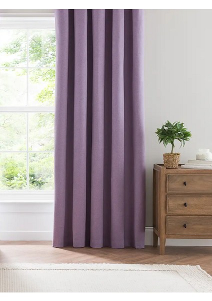 Düz Dökümlü Fon Perde - Lila - Pilesiz Düz Dikim - CLC100