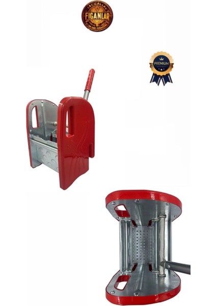 Krom Çelik Çift Kovalı Temizlik ve Paspas Arabası Yedek Kırmızı modelleri