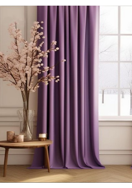Blackout Fon Perde - Lila - Pilesiz Düz Dikim - LLA747