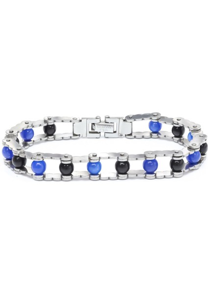 Oniks ve Akik Doğal Taşlı Çelik Bileklik