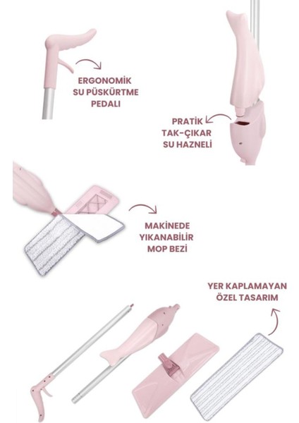 Pratik Spreyli Su Hazneli Mop ve 3 Mikrofiber Bez ! Set, Yerli, TR fiyatları