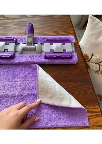 Mor Renkli Mandallı Mop Yedek Bezi, 2 Adet Desing 266450