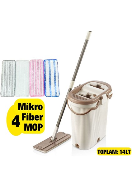 Kumşal Mop Temizlik Seti 4+1 Bez, Temiz Su Kirli Su Ayırıcı, Pratik ve Hızlı Temizlik Çeşit