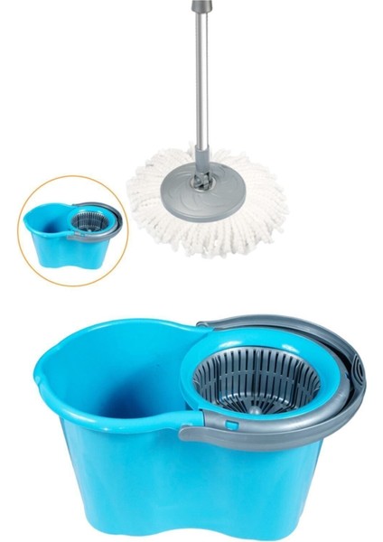 Turkuaz Temizlik Seti, Döner Başlıklı Paspas, 19 Litre, Planex Clean, Spin Mop