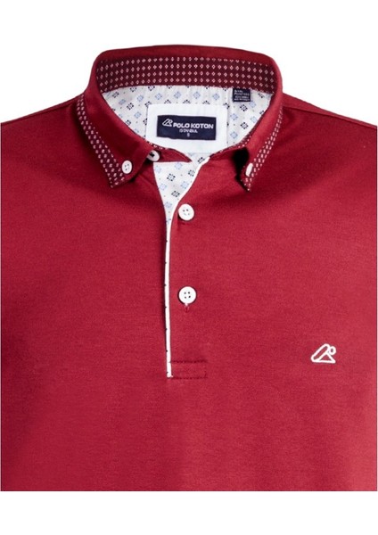 Bordo Erkek Polo Yakalı Kısa Kol Patletli T-Shirt – Desenli Şık Model modelleri