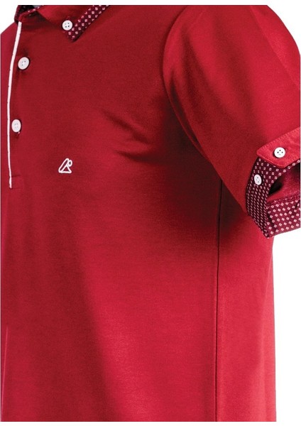 Bordo Erkek Polo Yakalı Kısa Kol Patletli T-Shirt – Desenli Şık Model fırsatları