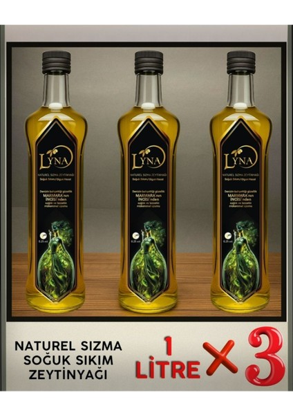 Naturel Sızma Soğuk Sıkım Zeytinyağı 1lt 3 Adet