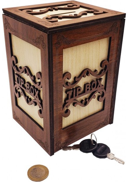 Ahşap Tipbox Kutusu Anahtarlı Bahşiş Kutusu Mdf Bahşiş Kutusu