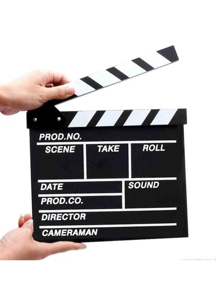 Dekoratif Sinema Klaket – Ahşap Film Seti Aksesuarı & Masa Üzeri Clapperboard Yazı Yazılabilir Stand fiyatları