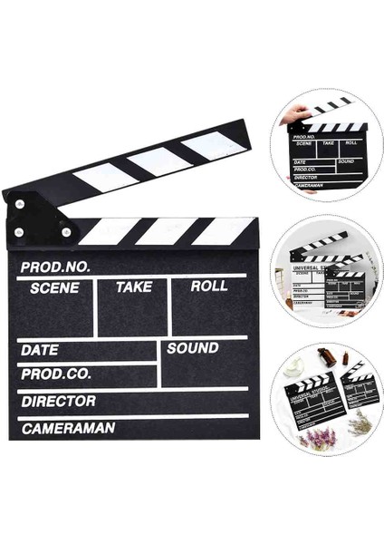 Dekoratif Sinema Klaket – Ahşap Film Seti Aksesuarı & Masa Üzeri Clapperboard Yazı Yazılabilir Stand modelleri