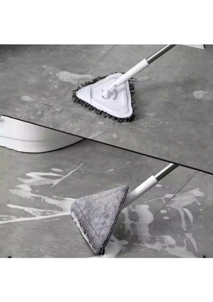 4 Bezli Üçgen Mop Cam Parke Fayans Temizleme , Mikrofiber Teleskopik Sap
