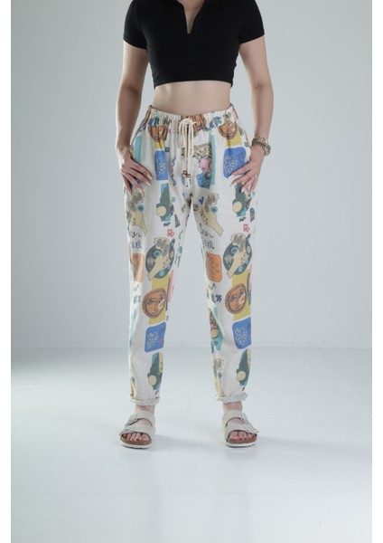 Etnik Desenli Baget Pantolon