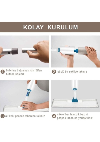 Pratik Sprey Mop Seti, Mikrofiber Yedekli, Temizlik Kolaylığı, Ekostem