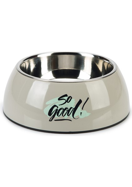 Köpek Mama Su Kabı, Paslanmaz Çelik, Gri, 22CM, 700ML