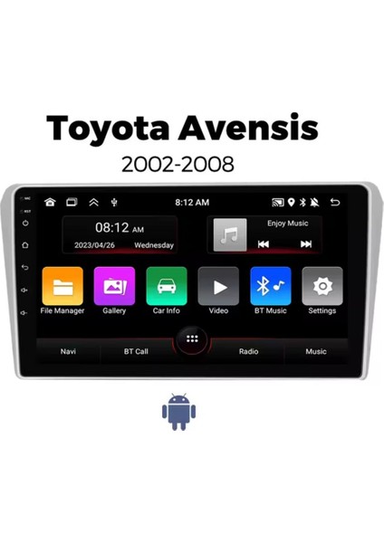 Toyota Avensis 2003-2008 Android Multimedya 2gb RAM/32GB Carplay 9inc IPS Ekran Park Kamerası Hediye indirimleri
