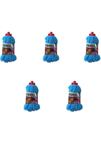 Yedek Havlu Mop Başlığı Seti, 5 adet, Islak Temizlik Ucu, Paspas Ucu, Mavi
