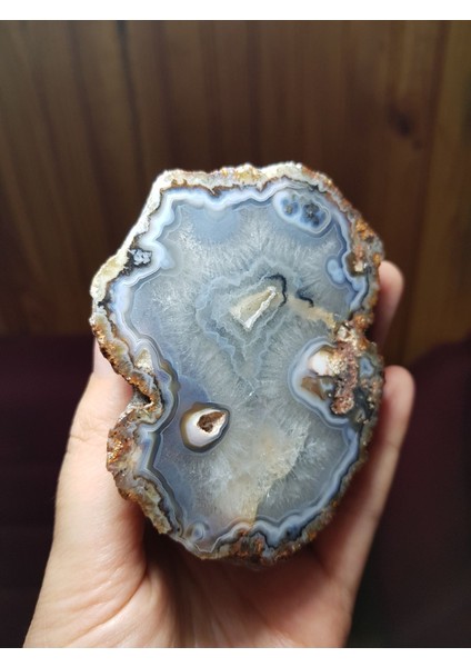 Kuvars Merkezli Mavi Çizgili Laguna Akik (Doğal Taş, Şifalı Taş, Değerli Taş, Kristal) modelleri