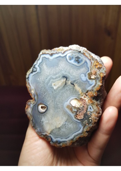 Kuvars Merkezli Mavi Çizgili Laguna Akik (Doğal Taş, Şifalı Taş, Değerli Taş, Kristal) fırsatları