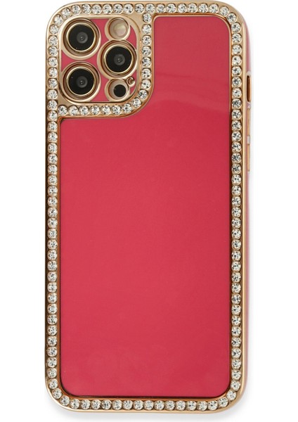 Iphone 12 Pro Kılıf Solo Taşlı Silikon - Pembe Drstr