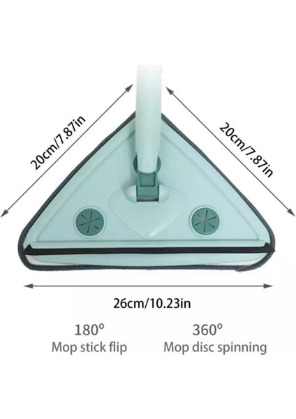 4 Bezli Üçgen Mop Cam Parke Fayans Temizleme Mikrofiber Teleskopik Sap