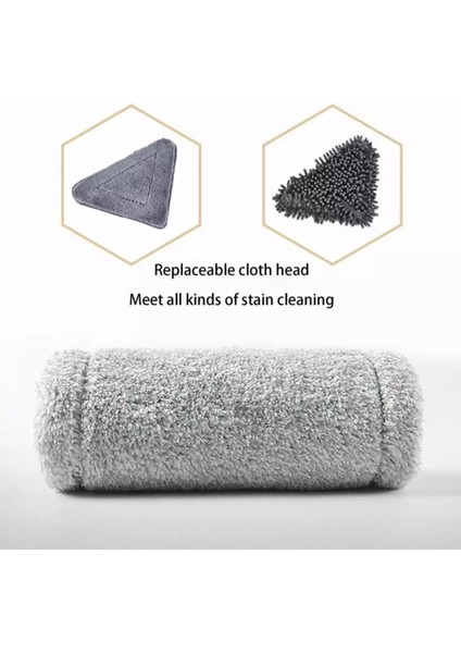 4 Bezli Üçgen Mop Cam Parke Fayans Temizleme Mikrofiber Teleskopik Sap