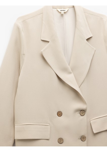 Yeni Sezon Uzun Kollu Cepli Keten Karışımlı Kruvaze Oversize Blazer Ceket indirimleri
