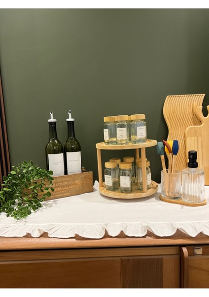 12'li Bambu Baharatlık Seti, Kapaklı, Döner, 200 ml, Çok Amaçlı, Şık ve Pratik kullanım fırsatları