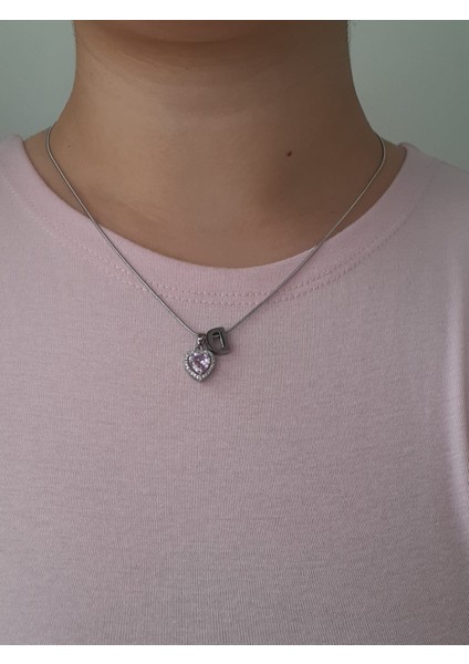 Çelik D Harfli Pembe Kalpli Kolye&yüzük Seti fiyatları