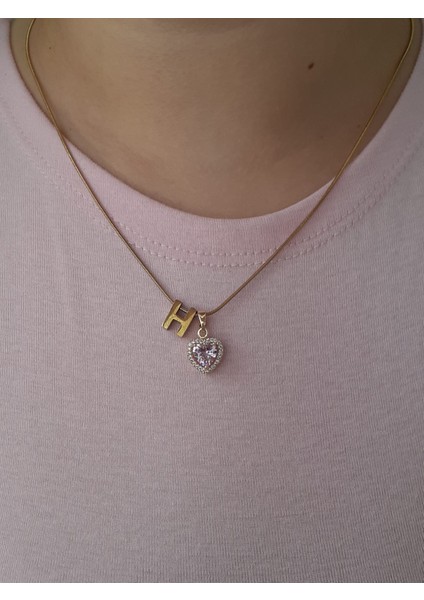 Gold Pembe Kalpli H Harfli Çelik Kolye fiyatları