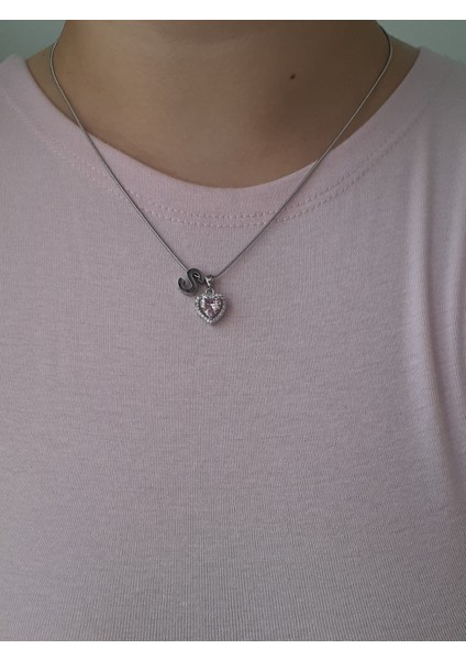 Çelik S Harfli Pembe Kalpli Kolye&yüzük Seti fiyatları