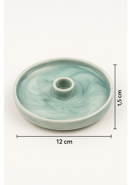 Yeşil Mermer Desenli Seramik Tütsülük | Green Marble Pattern Holder | Palo Santo, Sandal, Öd indirimleri