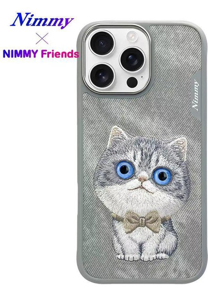 iPhone 16 Pro Uyumlu 3D Göz Kedi Detaylı Gerçek Nakış İşlemeli Kabartmalı New Big Eyes Kılıf