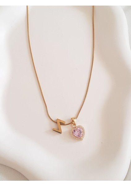 Gold Pembe Kalpli Z Harfli Çelik Kolye