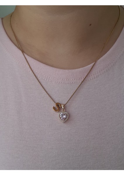 Gold Pembe Kalpli S Harfli Çelik Kolye fiyatları