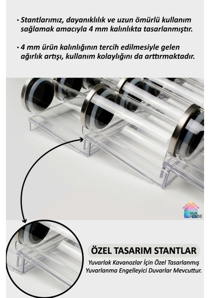 21 Adet 300ml Çelik Kapaklı Borosilikat Cam Baharat Kavanoz ve Düzenleyici Stand