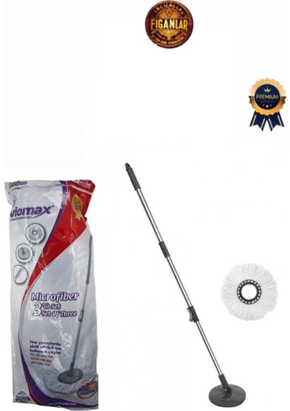 Vilada uyumlu döner başlıklı temizlik seti, mikrofiber paspas ve yedek renk gri fırsatları