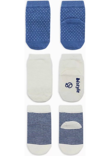 Puanlı Kaymaz Penye Soket Çorap 3'lü BS10108 Indigo fiyatları