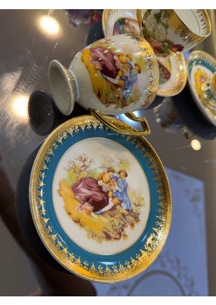 Esterhomedecor 6 Kişilik Porselen Kahve Fincan Takımı Markizli Fincan