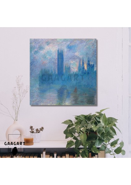 Kare Kanvas Ünlü Eserler Monet-Houses Of Parliament, London (1900)